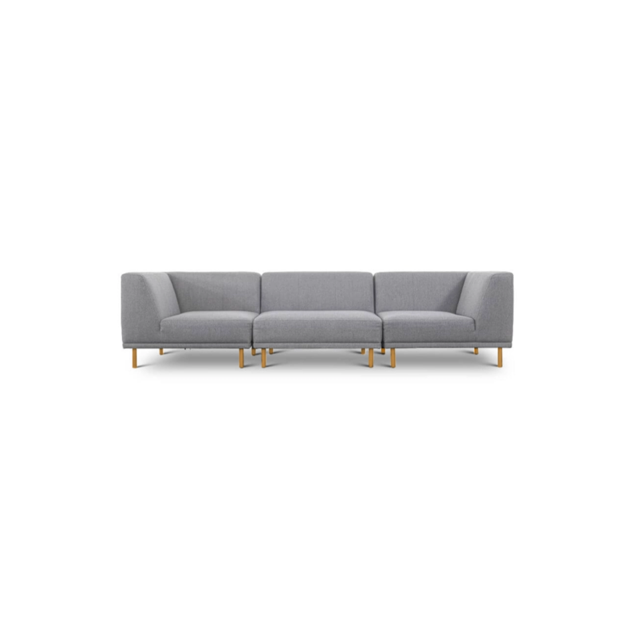 Paris Pers Sofa Tre Moduler Lysegrå Polyester Stof Natur Egetræ