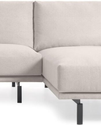 Personers Chaiselong Sofa Kave Home Galene Polstret Beige Stof Med Sorte Metalben Højrevendt