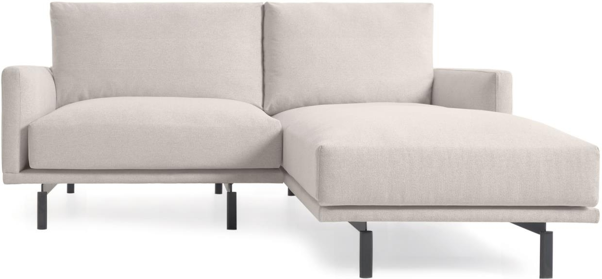 Personers Chaiselong Sofa Kave Home Galene Polstret Beige Stof Med Sorte Metalben Højrevendt