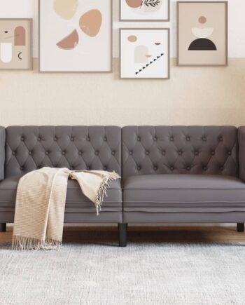 Personers Chesterfield Sofa Kunstlæder Grå