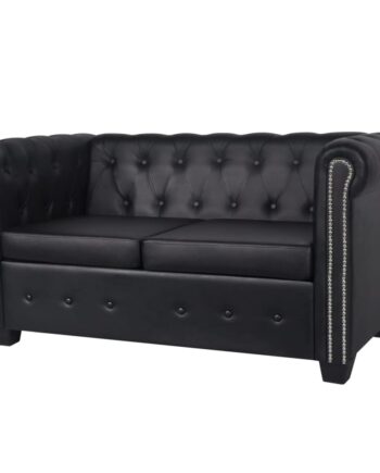 Personers Chesterfield Sofa Kunstlæder Hvid Sædet
