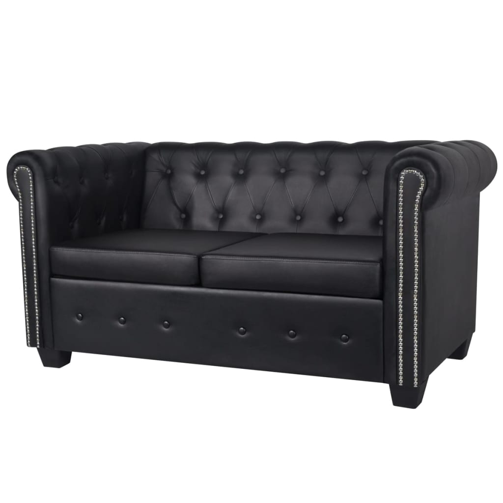 Personers Chesterfield Sofa Kunstlæder Hvid Sædet