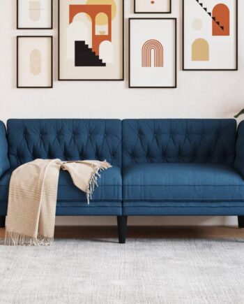 Personers Chesterfield Sofa Stof Blå