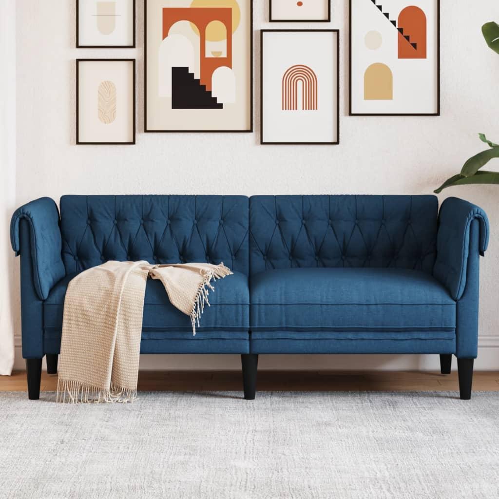 Personers Chesterfield Sofa Stof Blå
