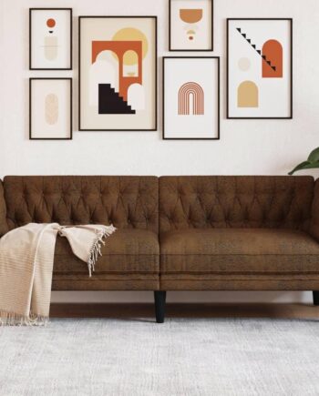 Personers Chesterfield Sofa Stof Brun
