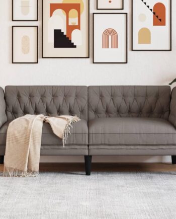 Personers Chesterfield Sofa Stof Gråbrun