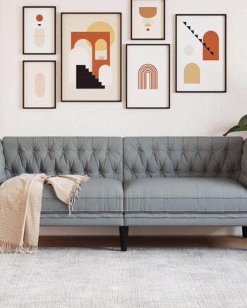 Personers Chesterfield Sofa Stof Lysegrå