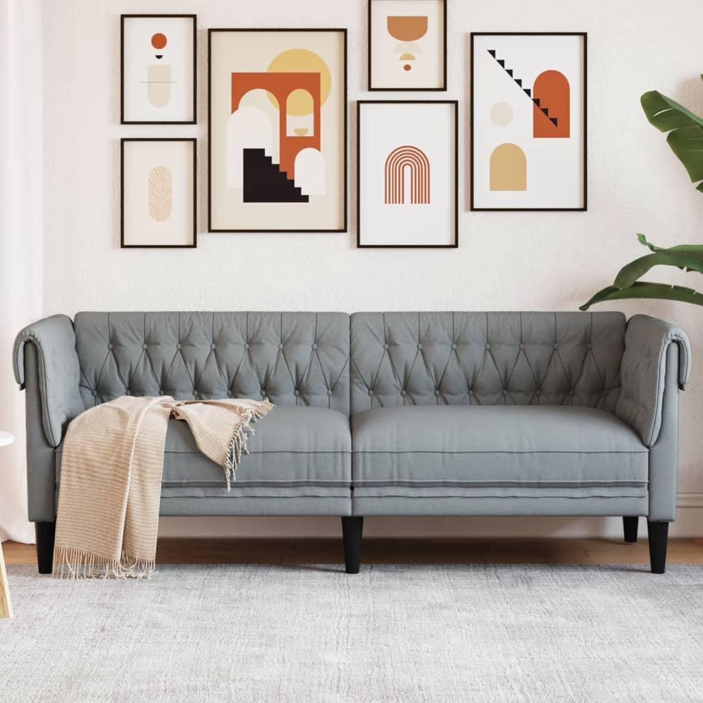 Personers Chesterfield Sofa Stof Lysegrå