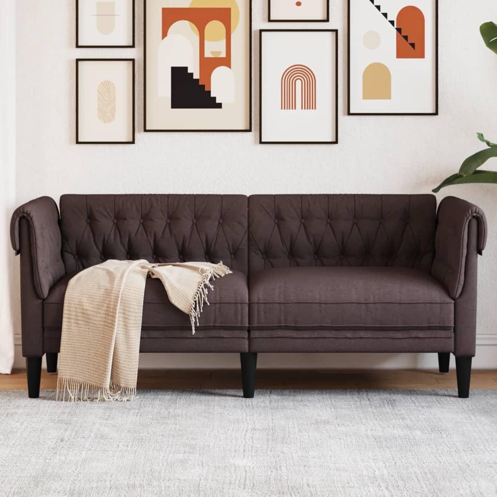 Personers Chesterfield Sofa Stof Mørkebrun