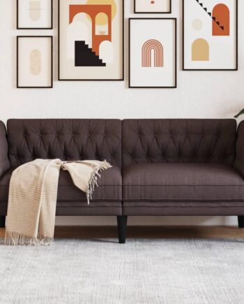 Personers Chesterfield Sofa Stof Mørkebrun