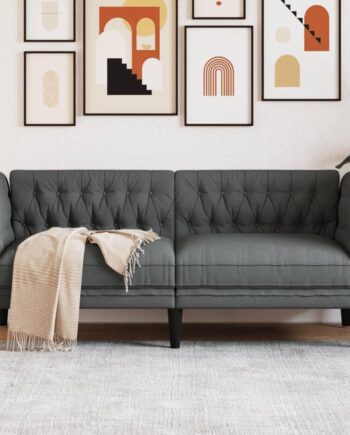 Personers Chesterfield Sofa Stof Mørkegrå