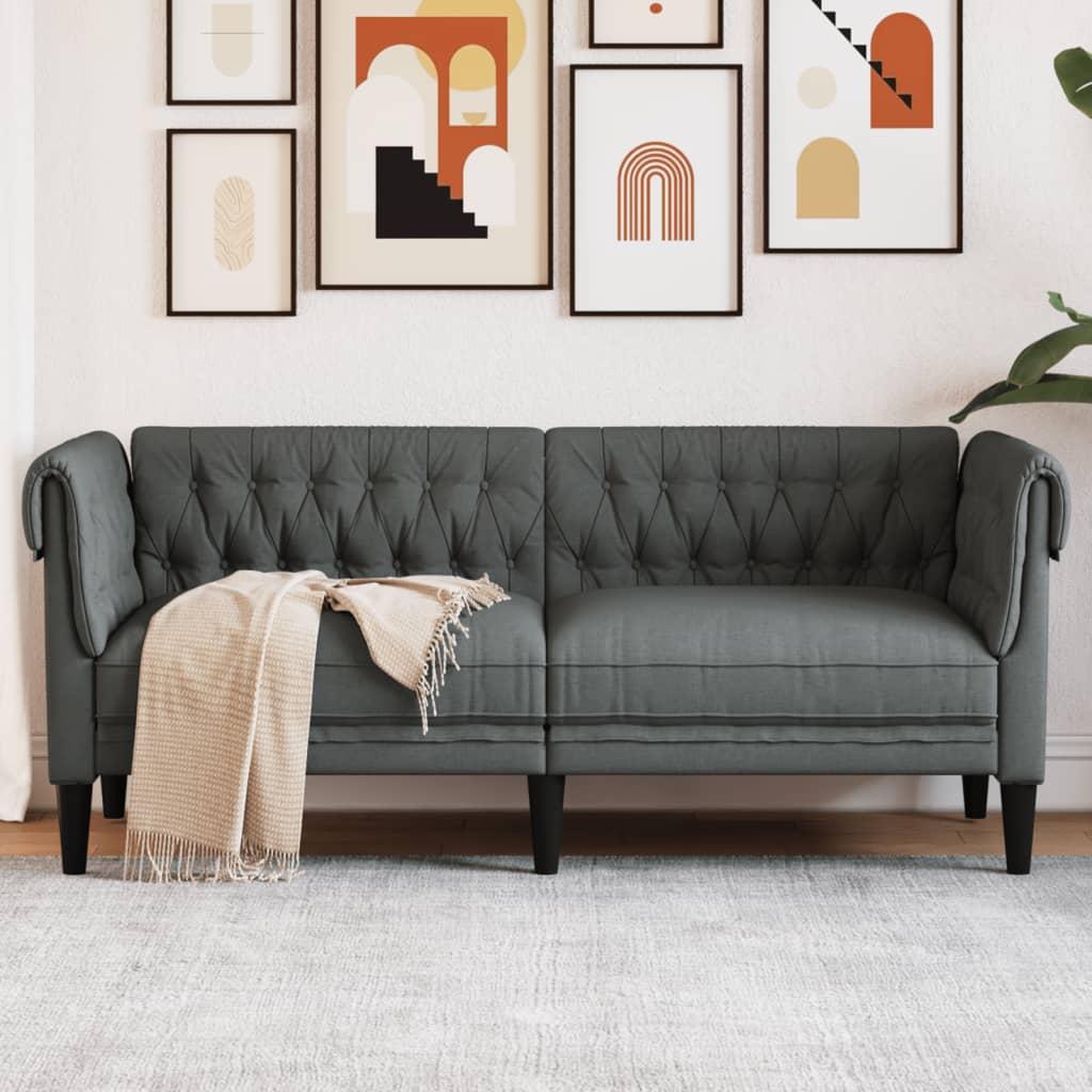 Personers Chesterfield Sofa Stof Mørkegrå