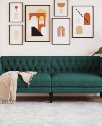 Personers Chesterfield Sofa Stof Mørkegrøn