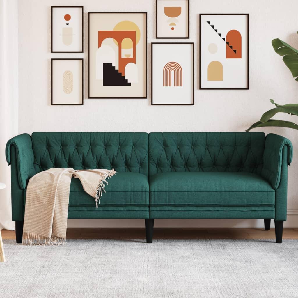 Personers Chesterfield Sofa Stof Mørkegrøn