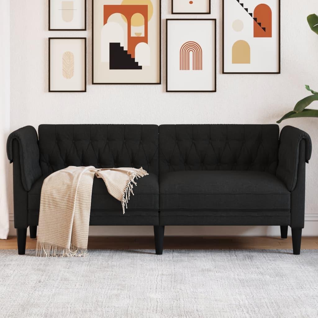 Personers Chesterfield Sofa Stof Sort