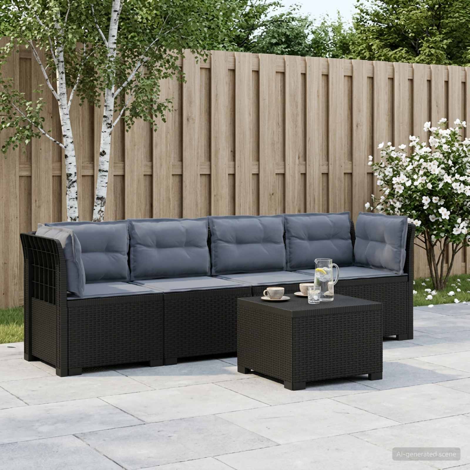 Personers Have Sofa Med Puder Rattan Look Antracit