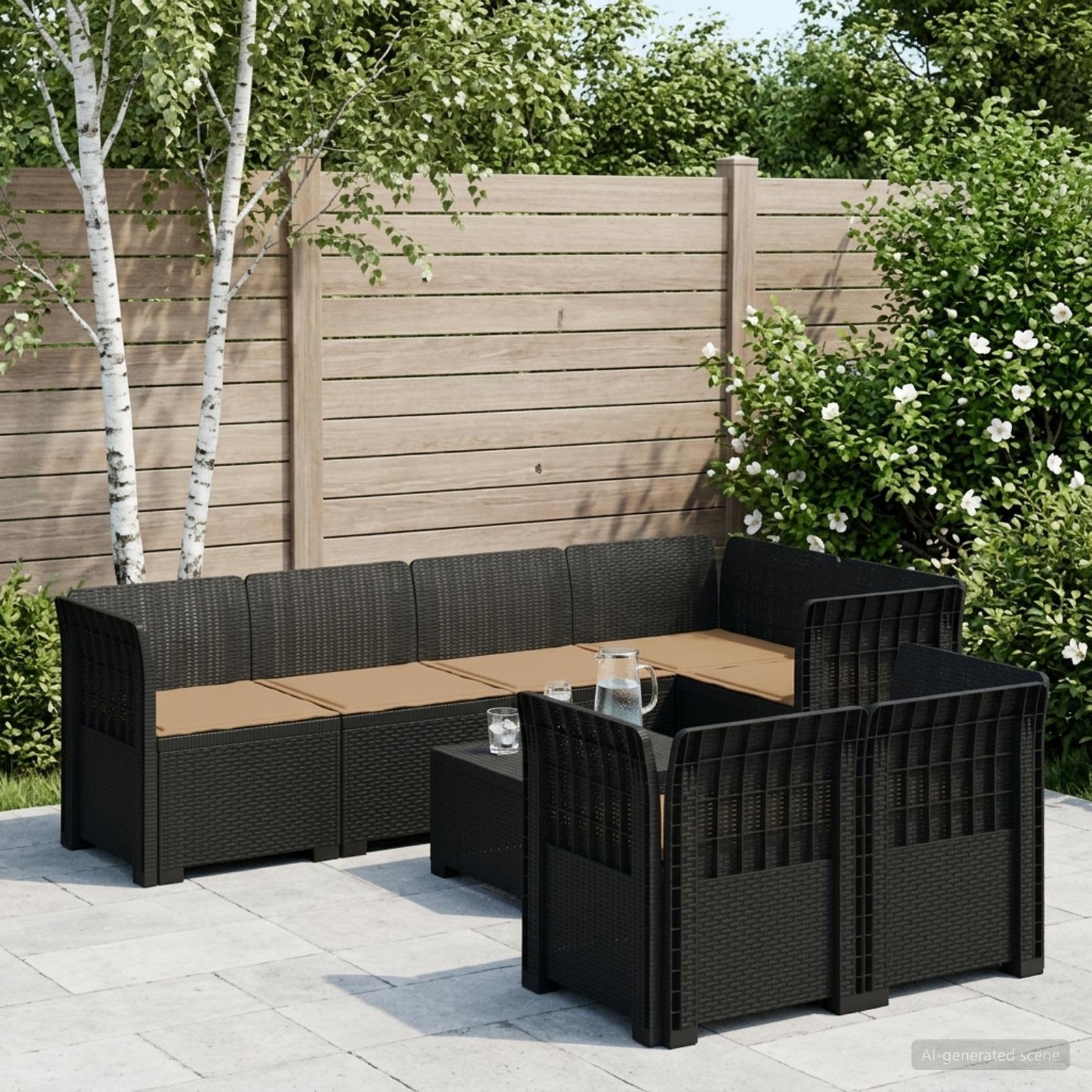 Personers Have Sofa Med Puder Rattanlook Antracit