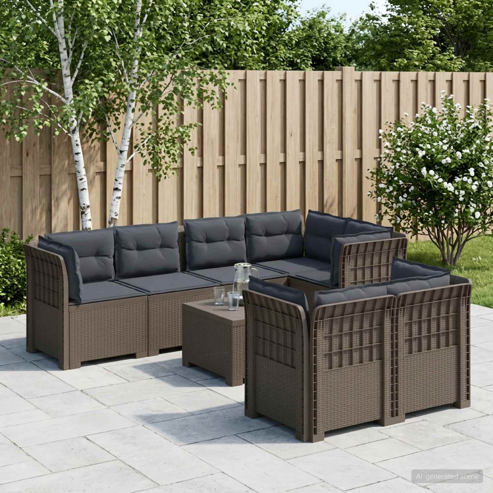 Personers Have Sofa Med Puder Rattanlook Lysegrå