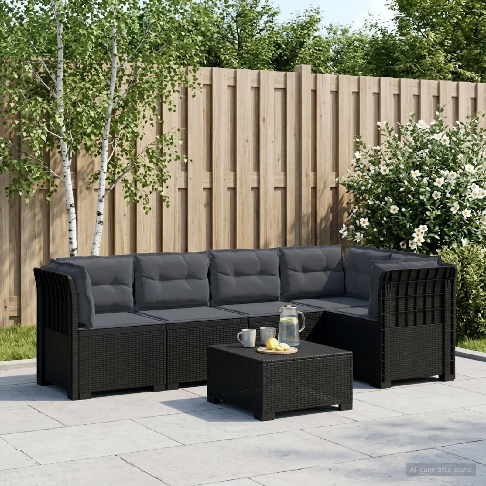 Personers Havemøbel Sofa Med Hynder Rattan Look Antracit