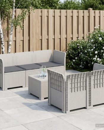 Personers Havemøbel Sofa Med Hynder Rattan Look Hvid