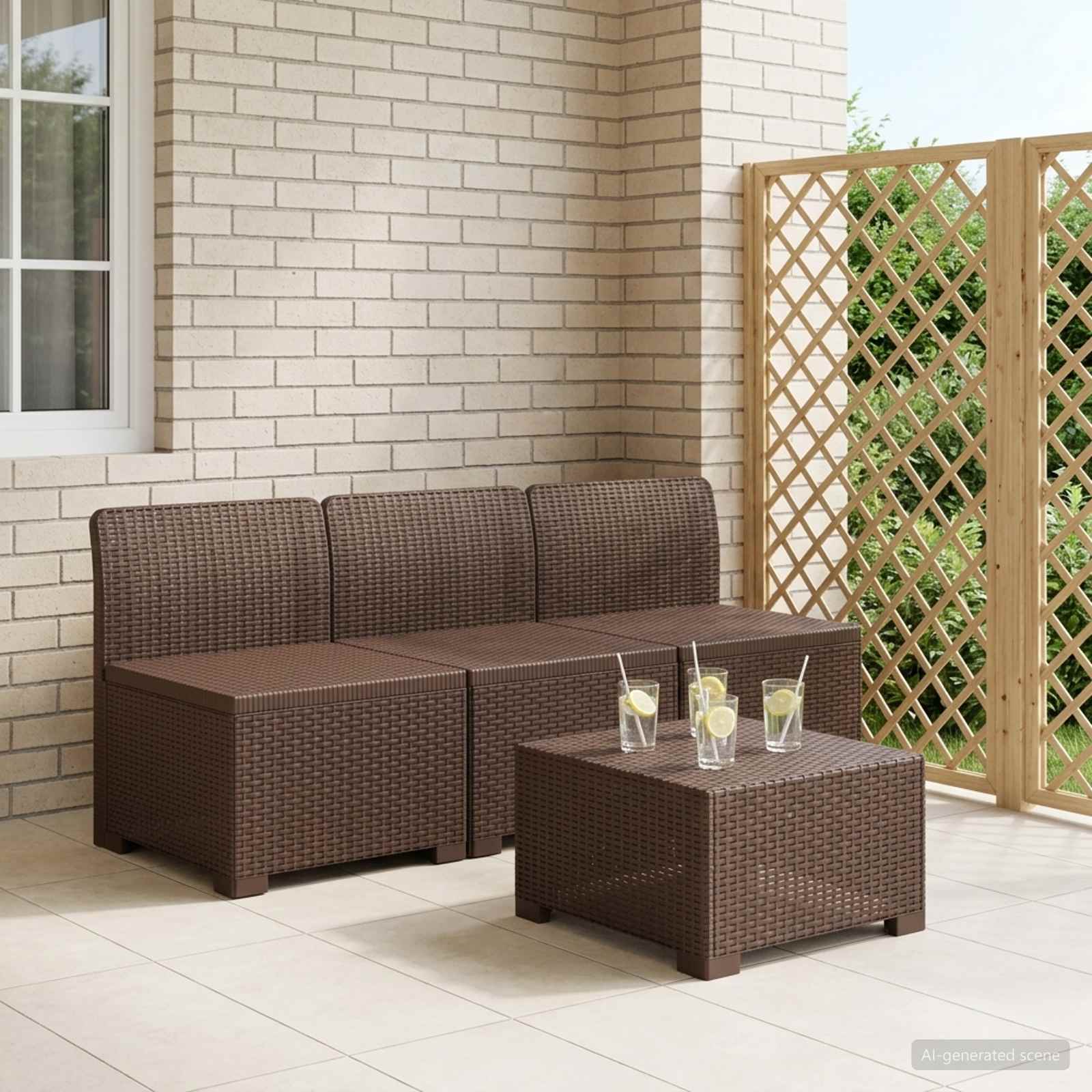 Personers Havemøbel Sofa Rattan Look Brun