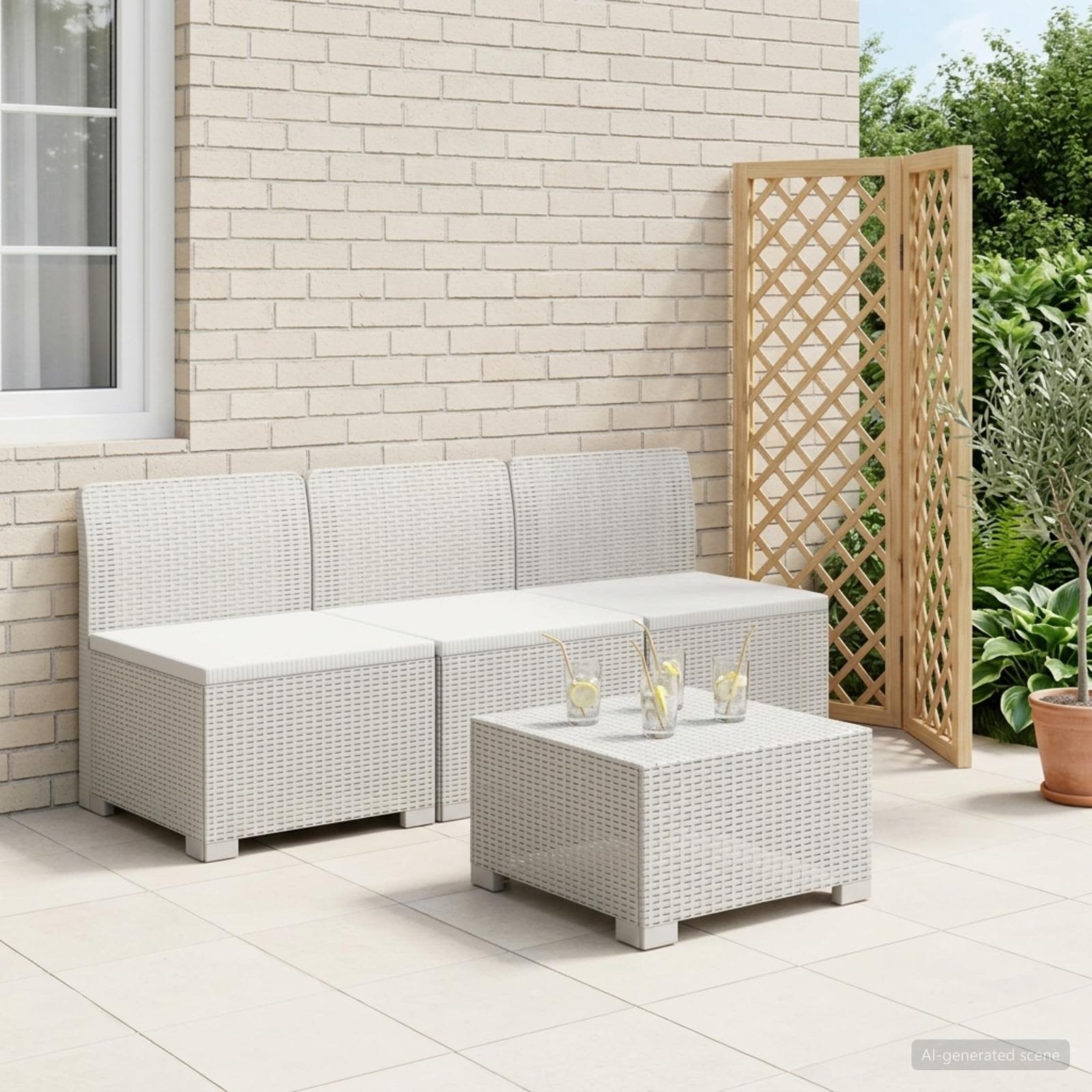 Personers Havemøbel Sofa Rattan Look Hvid