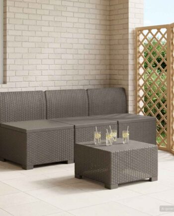 Personers Havemøbel Sofa Rattan Look Lysegrå