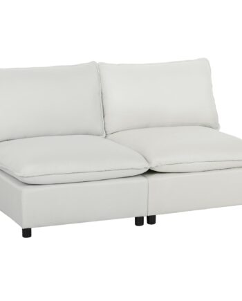 Personers Sofa 146 Modulær Sofa Kunstlæder Med Bredt Dybt Sæde Tykke Hynder Nem Montering Grå