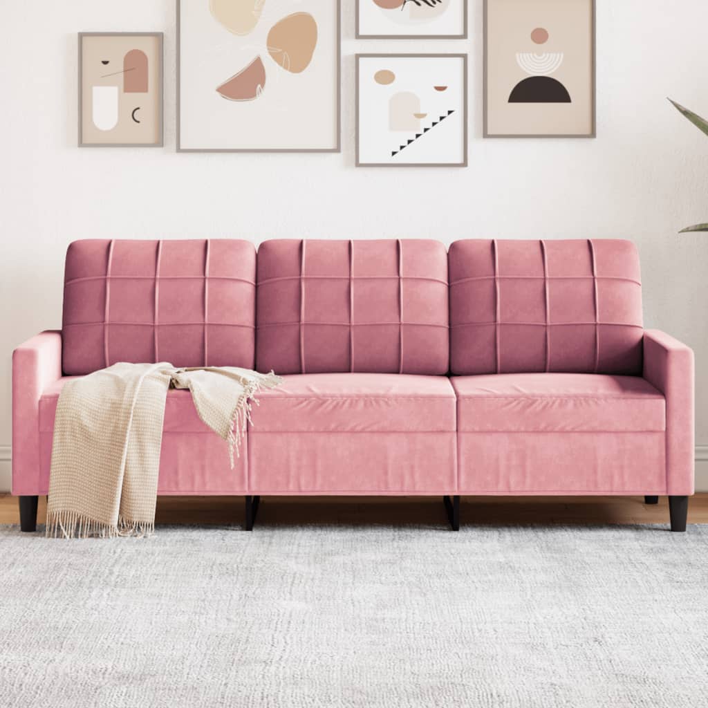Personers Sofa 180 Fløjl Lyserød