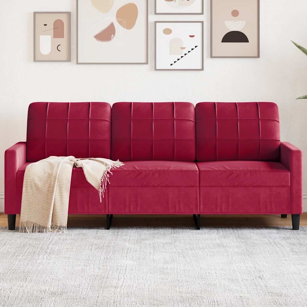 Personers Sofa 180 Fløjl Vinrød