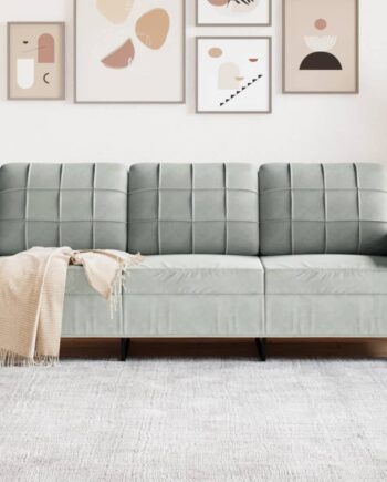 Personers Sofa 180 Velour Lysegrå