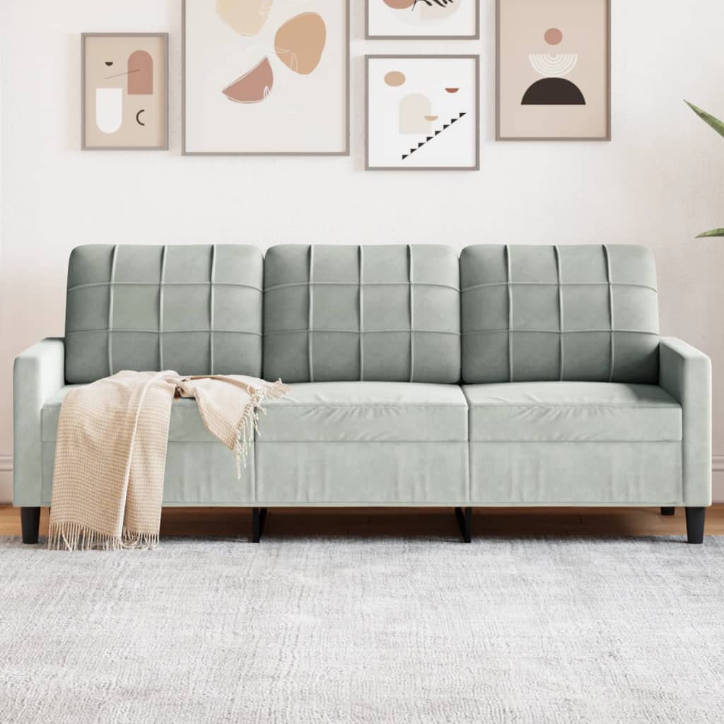 Personers Sofa 180 Velour Lysegrå
