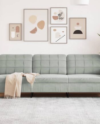Personers Sofa 210 Fløjl Lysegrå