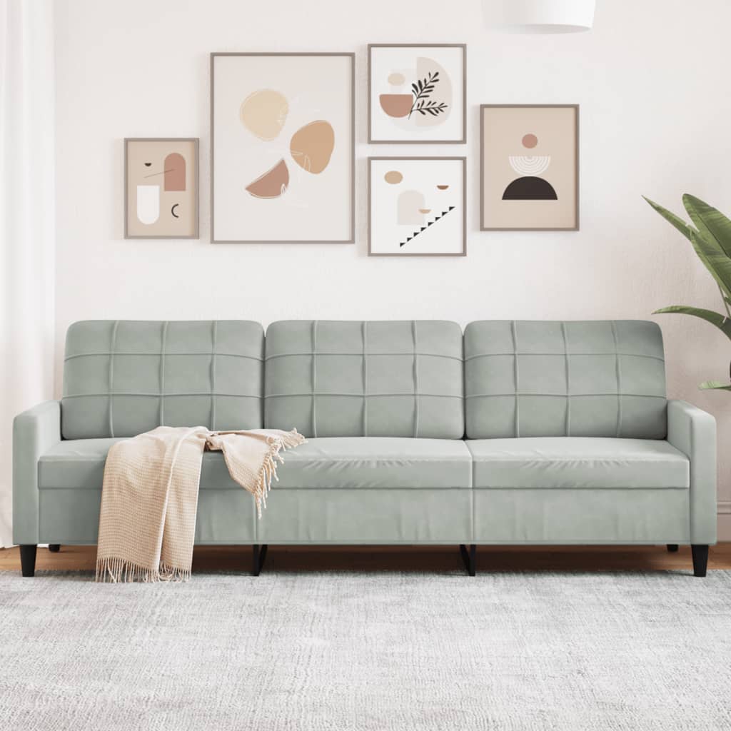 Personers Sofa 210 Fløjl Lysegrå