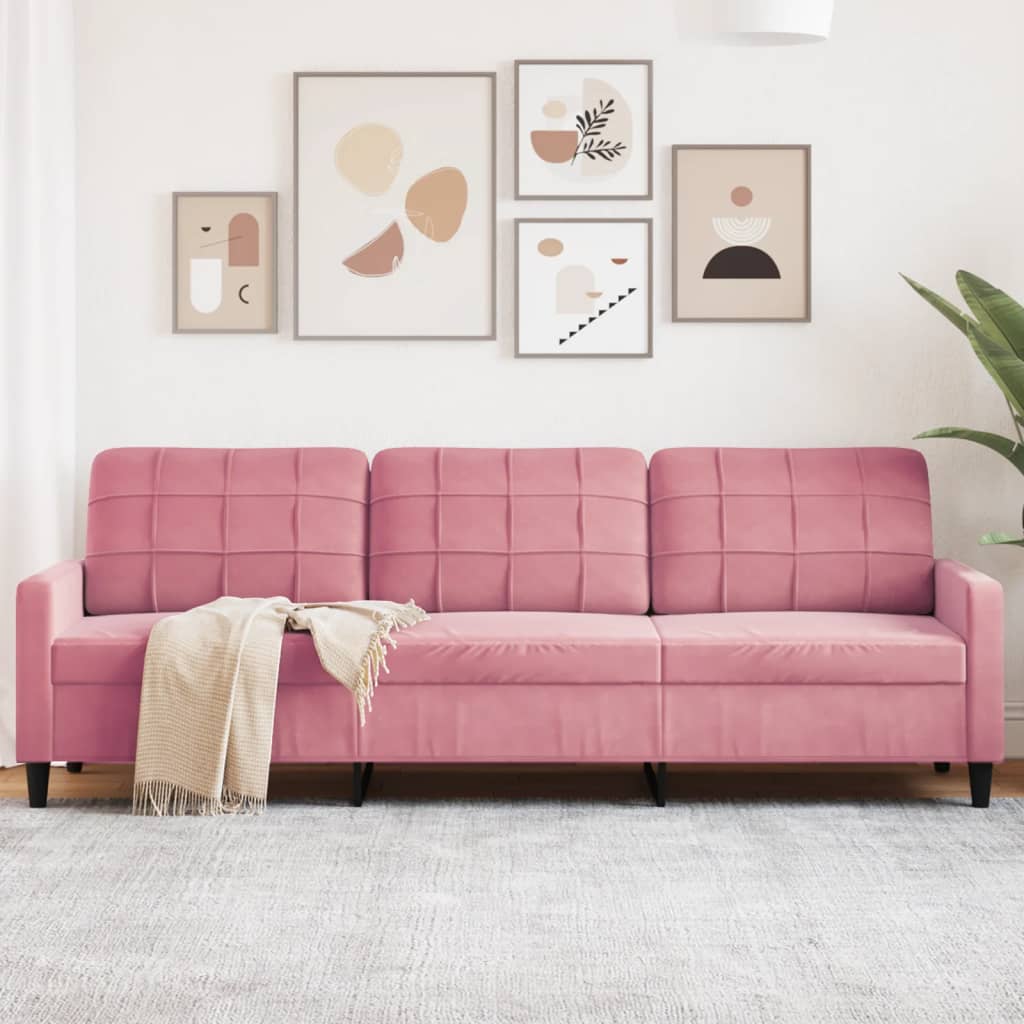 Personers Sofa 210 Fløjl Lyserød