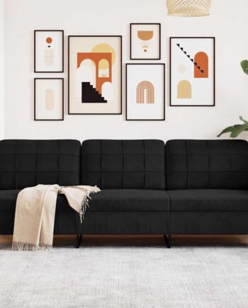 Personers Sofa 210 Fløjl Sort