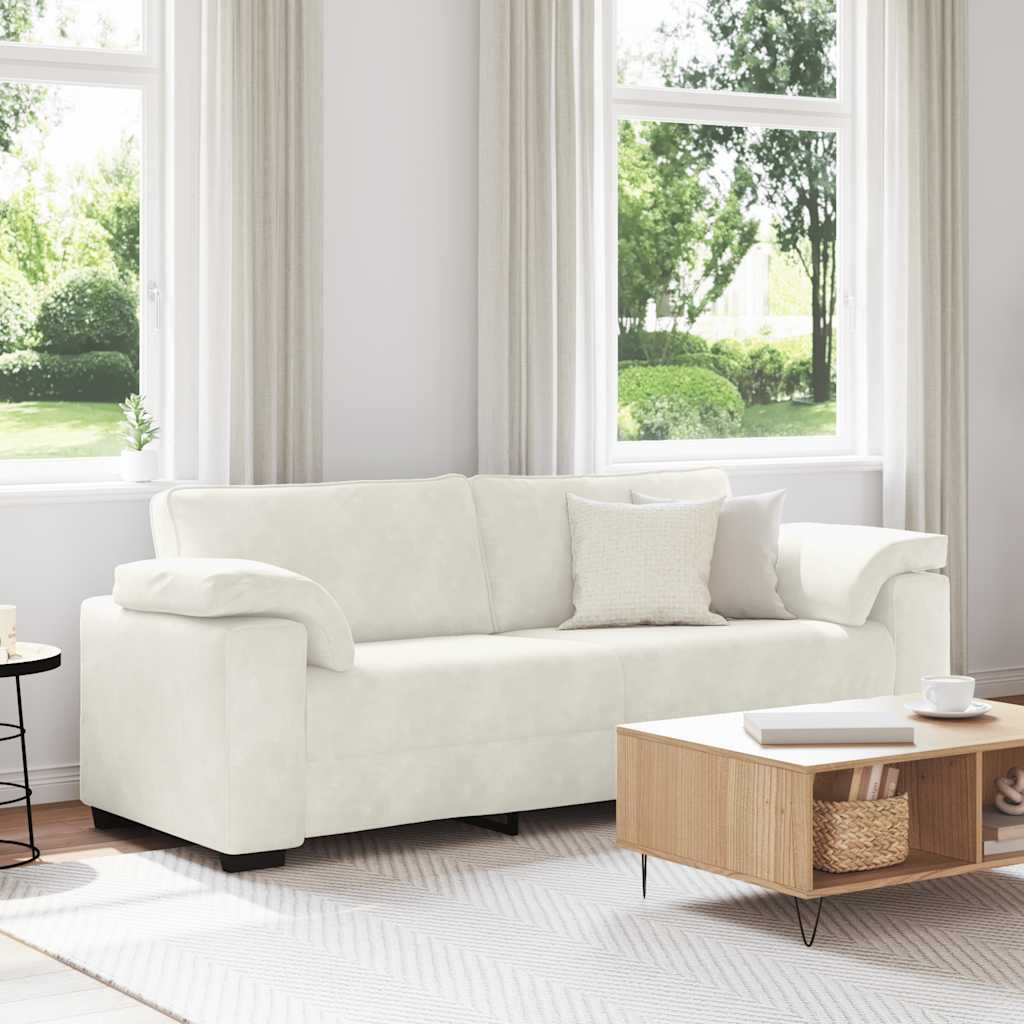 Personers Sofa 220x77x82 Fløjl Cremefarvet