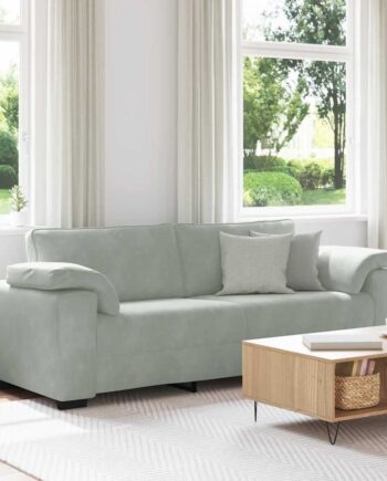 Personers Sofa 220x77x82 Velour Lysegrå