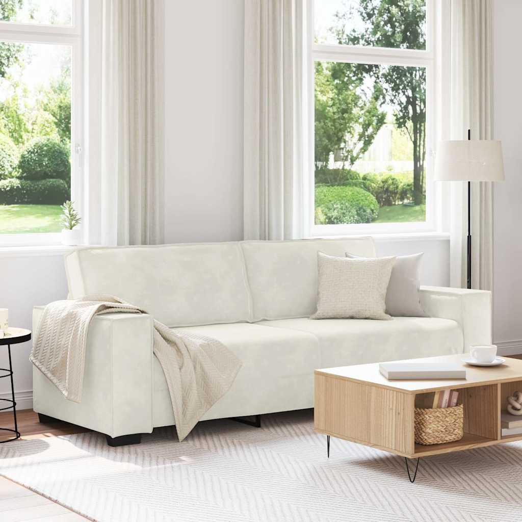 Personers Sofa 220x78x84 Fløjl Cremefarvet
