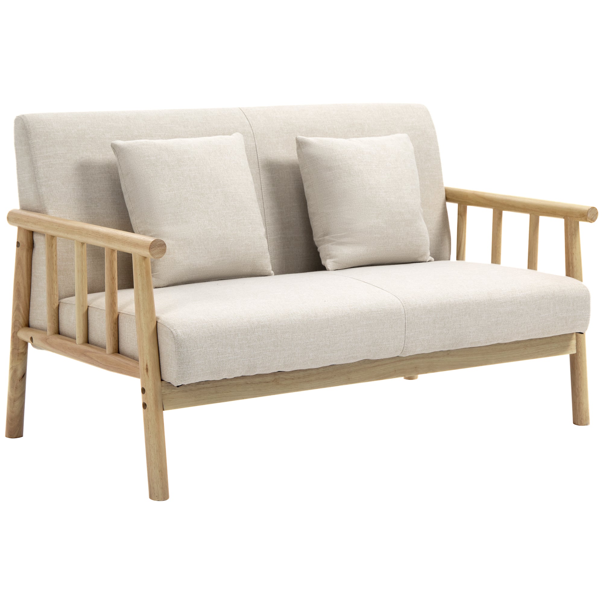 Personers Sofa Betræk Hørlook Kompakt Til 200 Træstel 123l 69b 74h Beige