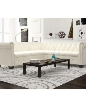 Personers Sofa Chesterfield Look Kunstlæder Hvid