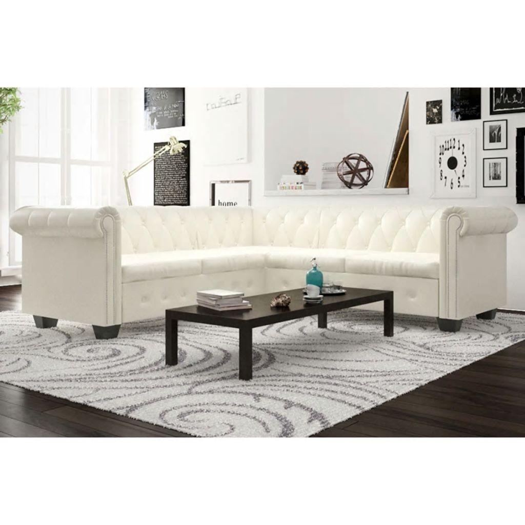 Personers Sofa Chesterfield Look Kunstlæder Hvid