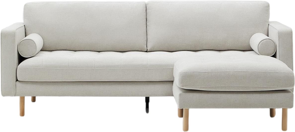 Personers Sofa Couch Kave Home Debra Vintagegrå Chenillestof Med Naturbøg Ben