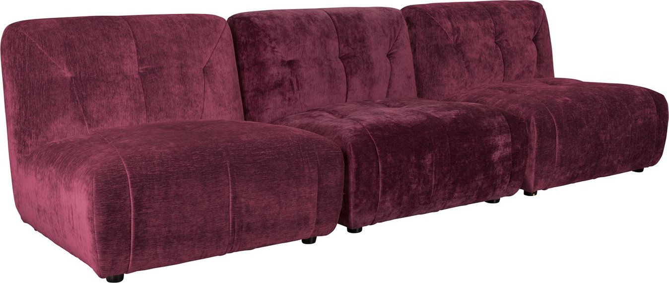 Personers Sofa Dutchbone Giada Aubergine Polstret Polyester Retro Look 276x91x76
