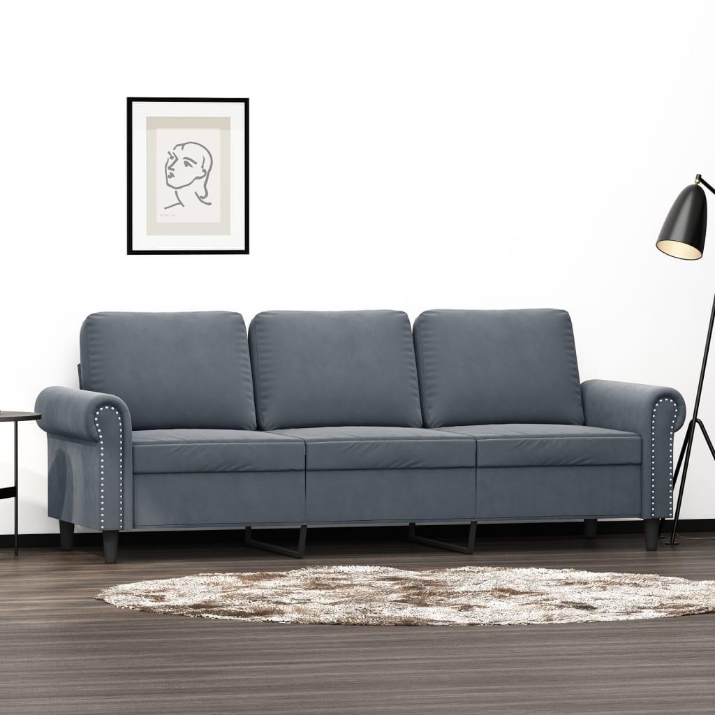 Personers Sofa Fløjl 180 Mørkegrå