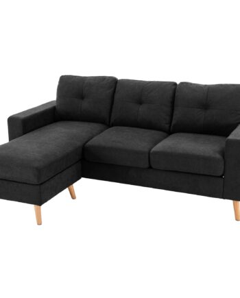 Personers Sofa Hjørnesofa Med Chaiselong Knapsyninger 193 136 Sort