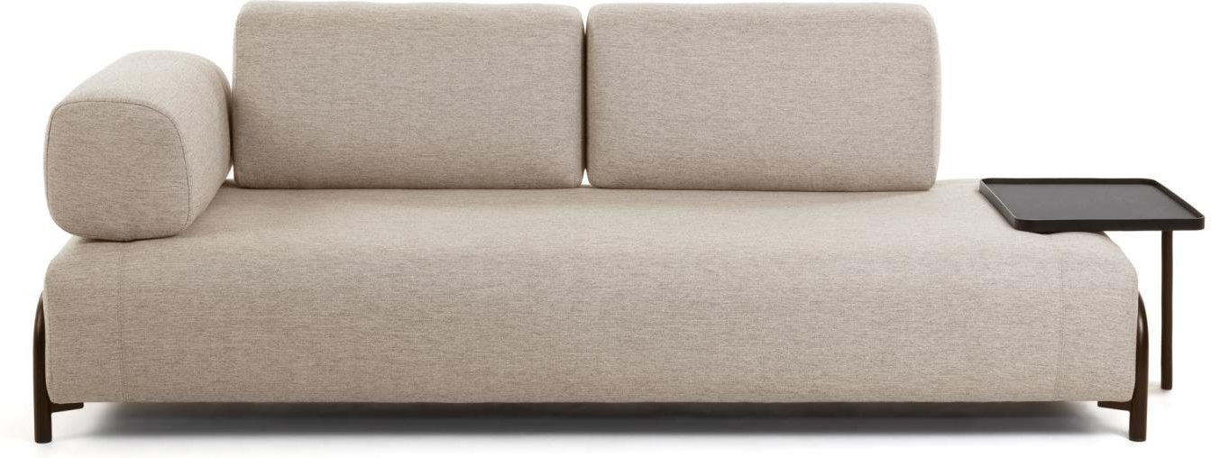 Personers Sofa Kave Home Compo Beige Polstret Stof Nordisk Design Med Integreret Sidebakke Bæredygtig Fremstillet