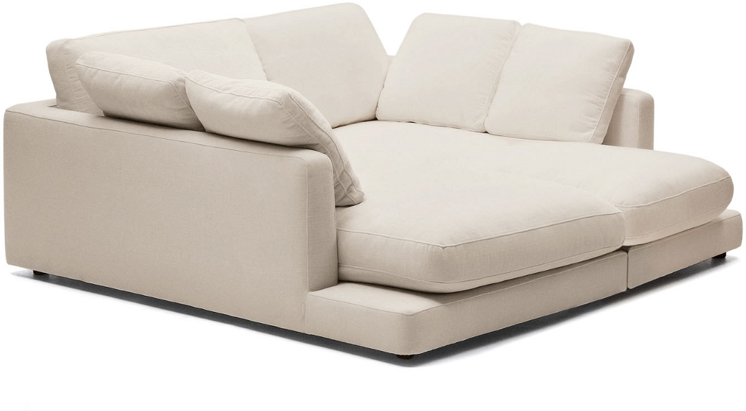 Personers Sofa Kave Home Gala Beige Polstret Chenille Aftagbart Betræk H87x210x193