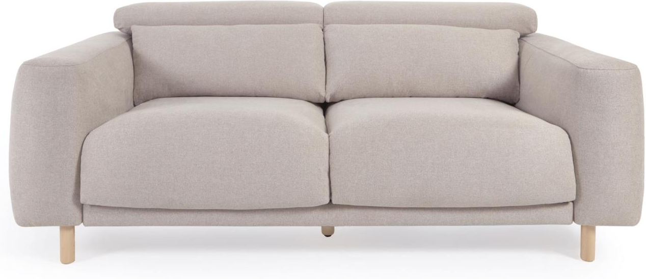 Personers Sofa Kave Home Singa Beige Nordisk Moderne Design Polstret Stof Aftagelige Puder Justerbare Nakkestøtter