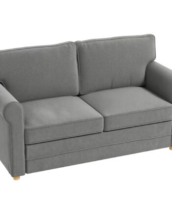 Personers Sofa Kompakt Stuesofa Stof Med Hørlook Bløde Sædehynder Stålstel Mørkegrå